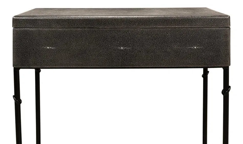 Grey Leather Shagreen Box On Stand Console Table