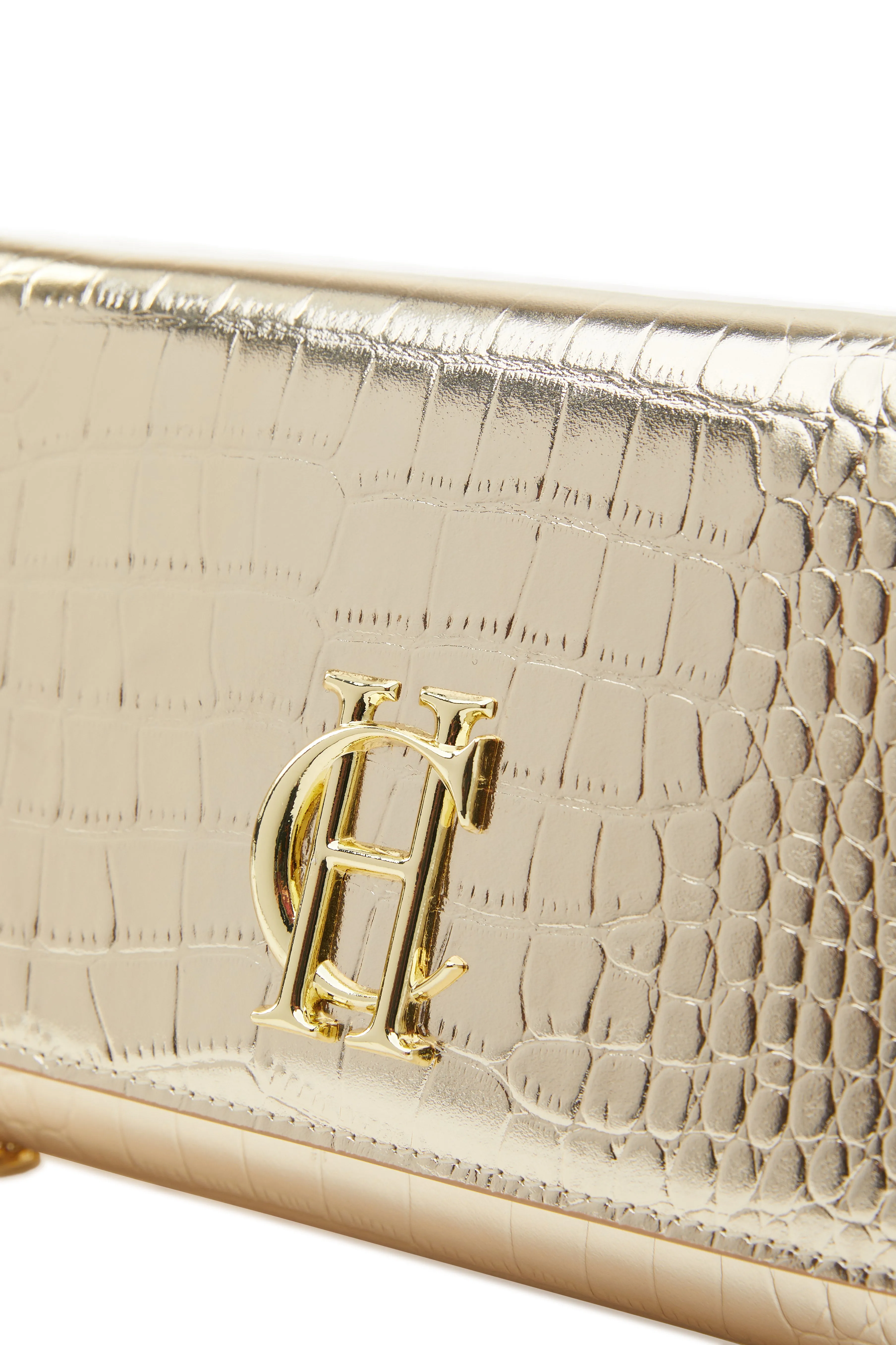 Highbury Clutch Bag (Gold Croc)